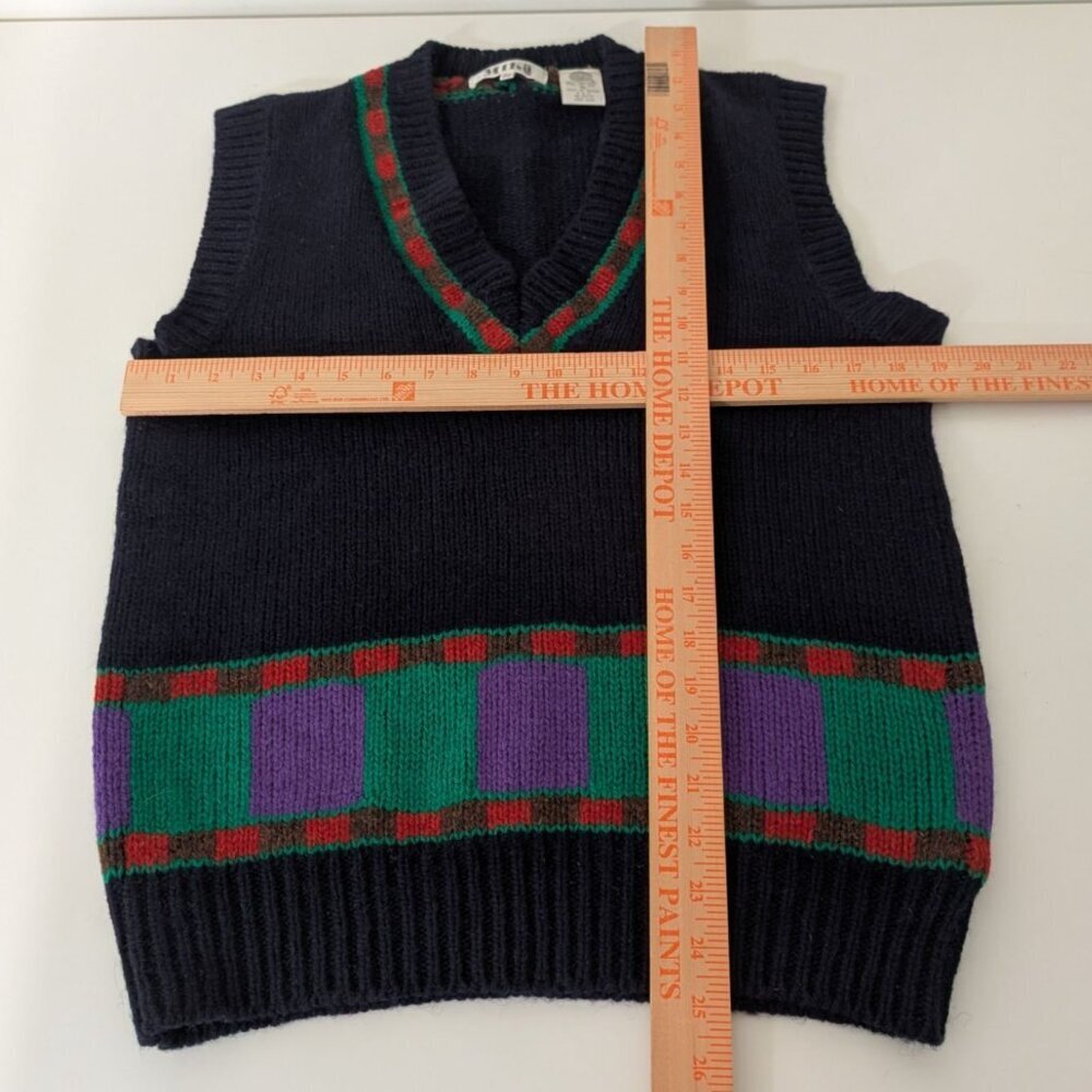 Vintage Mika Wool Sweater Vest Womens Size Medium Blue Knit V Neck Sleeveless - Picture 7 of 9